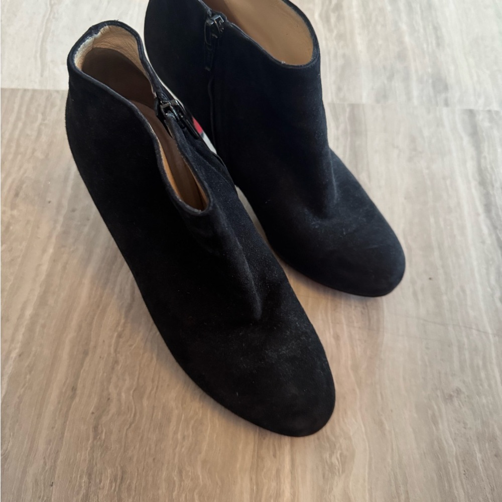 Christian Louboutin Black Suede Ankle Boots with Side Zipper
